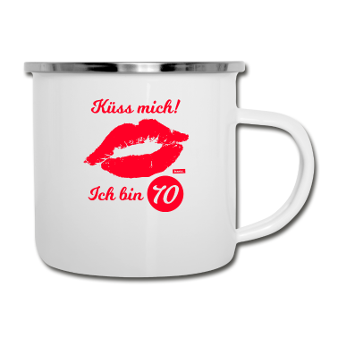 70 Geburtstag Geschenk Emaille Tasse - Küss Mich Ich Bin 70 70 Geburtstag HARIZ Geschenk
