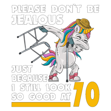 Motiv 70. Geburtstag 70 Jahre Einhorn mit Walker Stock