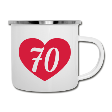 70 Geburtstag Geschenk Emaille Tasse - 70. Geburtstag Herz