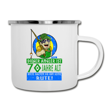 70 Geburtstag Geschenk Emaille Tasse - Dieser Angler Ist 70 Jahre Alt 70 Geburtstag HARIZ