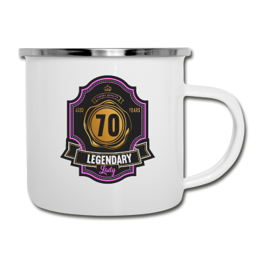 70 Geburtstag Geschenk Emaille Tasse - 70. Geburtstag 70 Jahre Lady Whiskey Whisky Label