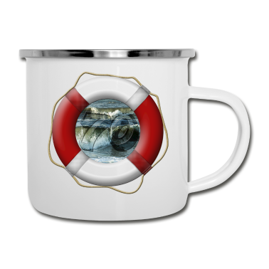 70 Geburtstag Geschenk Emaille Tasse - Rettungsring - 70 Jahre - Geburtstag