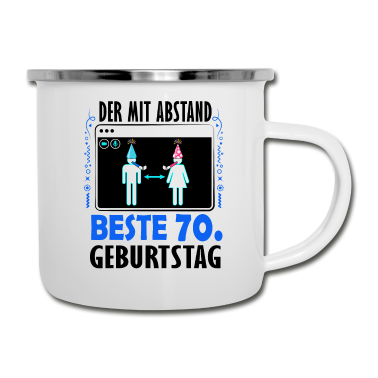 70 Geburtstag Geschenk Emaille Tasse - Online Geburtstagsfeier Geschenk Fun 70 Geburtstag