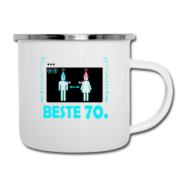 70 Geburtstag Geschenk Emaille Tasse - Online Geburtstagsfeier Geschenk Fun 70 Geburtstag