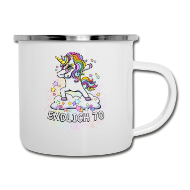 70 Geburtstag Geschenk Emaille Tasse - 70. Geburtstag / Einhorn