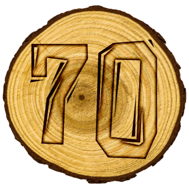 Motiv 70. Geburtstag - eingebrannt in eine Holzscheibe