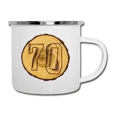 70 Geburtstag Geschenk Emaille Tasse - 70. Geburtstag - eingebrannt in eine Holzscheibe