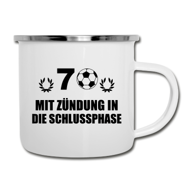 70 Geburtstag Geschenk Emaille Tasse - 70. Geburtstag Fußball Opa Geschenkidee