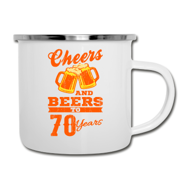 70 Geburtstag Geschenk Emaille Tasse - CHEERS AND BEERS 70 Jahre 70 Geburtstag Opa Bier