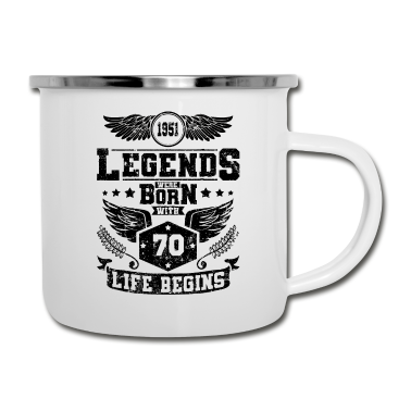 70 Geburtstag Geschenk Emaille Tasse - Die Legende wird 70 Jahrgang 1951 Geburtstag
