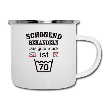 70 Geburtstag Geschenk Emaille Tasse - Schonend Behandeln Geschenk zum 70. Geburtstag