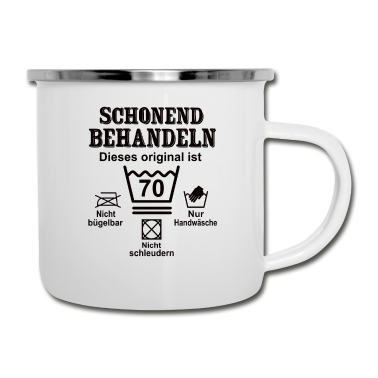 70 Geburtstag Geschenk Emaille Tasse - Schonend Behandeln Geschenk zum 70. Geburtstag