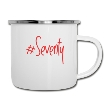 70 Geburtstag Geschenk Emaille Tasse - 70 Geburtstag Font Seventy Geschenk Text