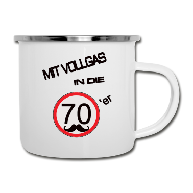 70 Geburtstag Geschenk Emaille Tasse - Vollgas in die 70 Geburtstag Runder Feier Alt