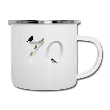 70 Geburtstag Geschenk Emaille Tasse - 70. Geburtstag Vogelfreund Vogel Geschenk
