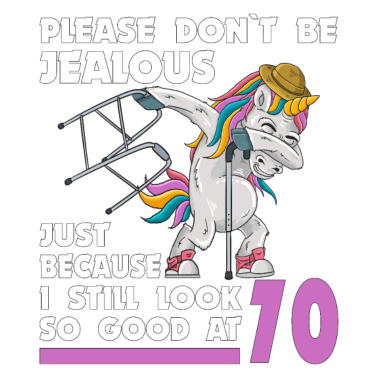 Motiv 70. Geburtstag 70 Jahre Einhorn mit Rollator Stock