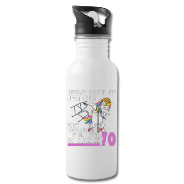 70 Geburtstag Geschenk Trinkflasche - 70. Geburtstag 70 Jahre Einhorn mit Rollator Stock