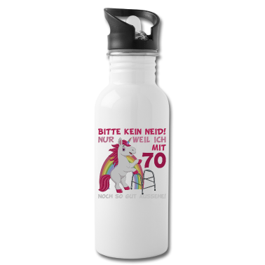 70 Geburtstag Geschenk Trinkflasche - 70. Geburtstag 70 Jahre Einhorn mit Rollator Stock