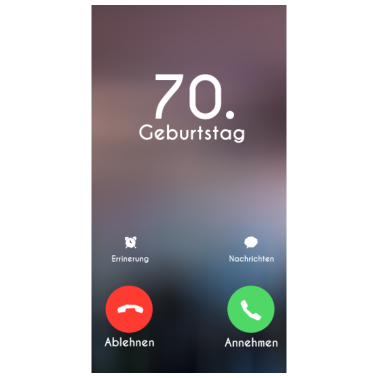 Motiv 70. Geburtstag Phone Call Anruf