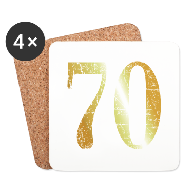 70 Geburtstag Geschenk Untersetzer - Zahl 70 Nummer Siebzig 70. Geburtstag (Goldgelb)