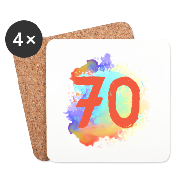 70 Geburtstag Geschenk Untersetzer - 70 Zahl Klecks