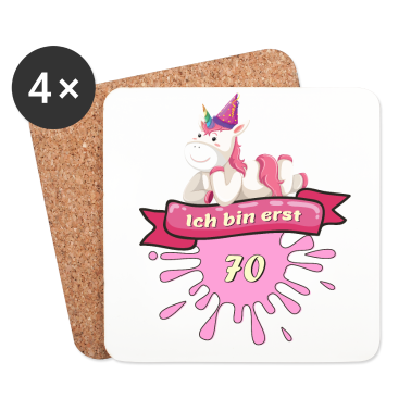 70 Geburtstag Geschenk Untersetzer - 70 Jahre, Runder 70. Geburtstag Einhorn Geschenk
