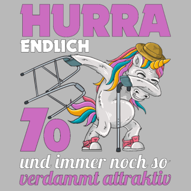 Motiv 70. Geburtstag 70 Jahre Einhorn mit Rollator Stock