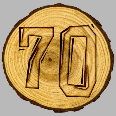 Motiv 70. Geburtstag - eingebrannt in eine Holzscheibe