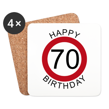 70 Geburtstag Geschenk Untersetzer - Happy Birthday 70 Verkehrsschild Geburtstag