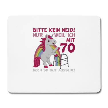 70 Geburtstag Geschenk Mousepad - 70. Geburtstag 70 Jahre Einhorn mit Rollator Stock