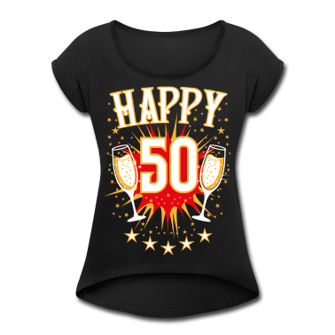 50 Geburtstag Geschenk T-Shirt - 05 Happy 50 Champagner Gläser Sterne