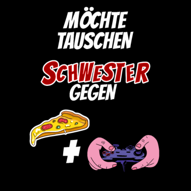 Motiv Gamer Pizza Schwester Design Geschenkidee