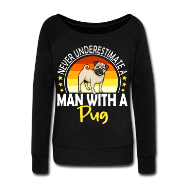 Geschenkidee Schwester Langarmshirt - Never Underestimate A Man With A Pug Mops Geschenk