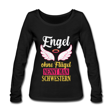 Geschenkidee Schwester Langarmshirt - Schwester Engel Geschwister Geschenkidee