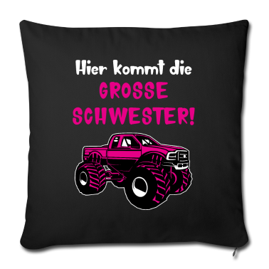 Geschenkidee Schwester Kissenbezug - Große Schwester Monstertruck Geschenkidee