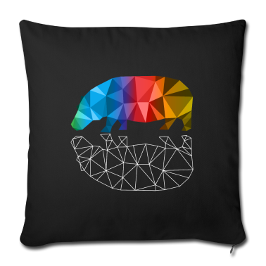 Geburtstagsgeschenk Oma Kissenbezug - Nilperd Geschenk Hippo Bunt Kunstwerk Geometrie