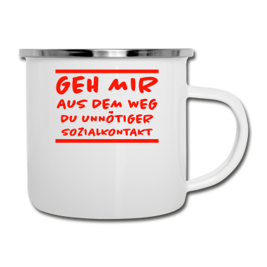 Geburtstagsgeschenk Oma Emaille Tasse - Unnötiger Sozialkontakt Lustiger Spruch Geschenk
