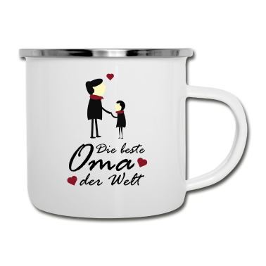 Geburtstagsgeschenk Oma Emaille Tasse - Beste Oma der Welt - Muttertag Geburtstagsgeschenk