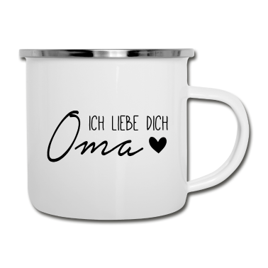 Geburtstagsgeschenk Oma Emaille Tasse - Ich liebe dich, Oma