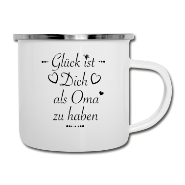 Geburtstagsgeschenk Oma Emaille Tasse - Geschenk für deine Oma