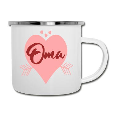Geburtstagsgeschenk Oma Emaille Tasse - Oma HERZ DANKESCHÖN
