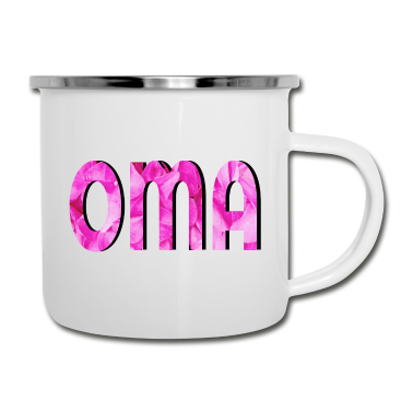 Geburtstagsgeschenk Oma Emaille Tasse - OMA BLÜTENBLAETTER DESIGN ROSA GROSSMUTTER BLUME