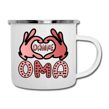 Geburtstagsgeschenk Oma Emaille Tasse - DANKE OMA HERZEN VERSCHENKE LIEBE