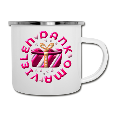 Geburtstagsgeschenk Oma Emaille Tasse - Vielen Dank Oma Dankeschön Omi DANKE Großmutter