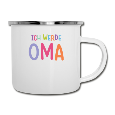 Geburtstagsgeschenk Oma Emaille Tasse - Ich werde Oma