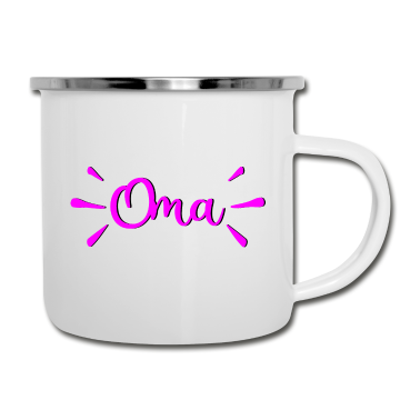 Geburtstagsgeschenk Oma Emaille Tasse - OMA PINK SCHRIFTZUG RENTNERIN PENSION