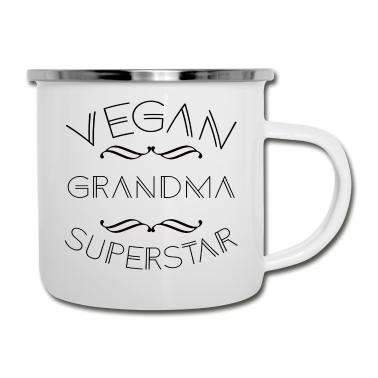 Geburtstagsgeschenk Oma Emaille Tasse - CUTE FUNNY VEGAN GRANDMA SUPERSTAR GIFT VEGANE OMA