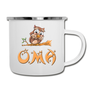 Geburtstagsgeschenk Oma Emaille Tasse - Eule Oma