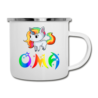 Geburtstagsgeschenk Oma Emaille Tasse - Einhorn Oma