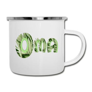 Geburtstagsgeschenk Oma Emaille Tasse - OMA GARTEN HOBBYGÄRTNERIN NATUR PFLANZEN BLUMEN